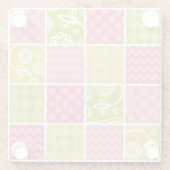 ジグザグ、シェブロン、水玉模様、ギンガム、パッチワーク ガラスコースター (裏面)