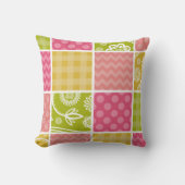 ジグザグ、シェブロン、水玉模様、ギンガム、パッチワーク クッション (正面)