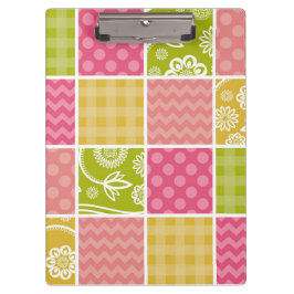 ジグザグ、シェブロン、水玉模様、ギンガム、パッチワーク クリップボード