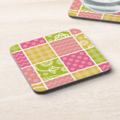 ジグザグ、シェブロン、水玉模様、ギンガム、パッチワーク コースター (左側)