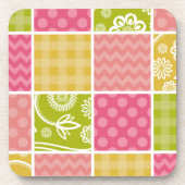 ジグザグ、シェブロン、水玉模様、ギンガム、パッチワーク コースター (正面)