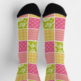 ジグザグ、シェブロン、水玉模様、ギンガム、パッチワーク ソックス