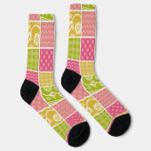 ジグザグ、シェブロン、水玉模様、ギンガム、パッチワーク ソックス (右)