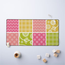 ジグザグ、シェブロン、水玉模様、ギンガム、パッチワーク デスクマット