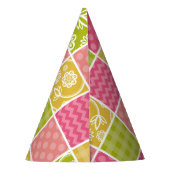 ジグザグ、シェブロン、水玉模様、ギンガム、パッチワーク パーティーハット (裏面)