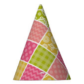 ジグザグ、シェブロン、水玉模様、ギンガム、パッチワーク パーティーハット (右)