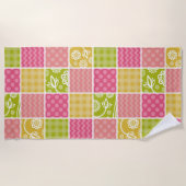 ジグザグ、シェブロン、水玉模様、ギンガム、パッチワーク ビーチタオル (正面)