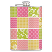 ジグザグ、シェブロン、水玉模様、ギンガム、パッチワーク フラスク (正面)