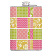 ジグザグ、シェブロン、水玉模様、ギンガム、パッチワーク フラスク (裏面)