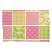 ジグザグ、シェブロン、水玉模様、ギンガム、パッチワーク 枕カバー (正面)