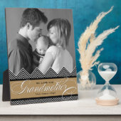 ジグザグ チェブロン 現代的 オーダーメイド おばあちゃん フォトプラーク (側面)