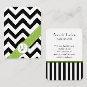 ジグザグ、山形、ストライプ、白黒 名刺 (正面/裏面)