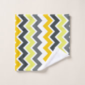 ジグザグ-黄色と灰色 バスタオルセット (ウォッシュタオル)