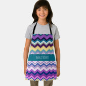 ジグザッギングパステルバイオレットレトロパターン エプロン (インサイチュ)