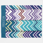 ジグザッギングパステルバーチカルグリーンレトロパターン フリースブランケット (正面(横))