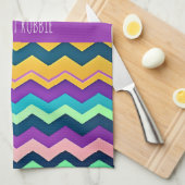 ジグザッギングパステルレインボーパターン キッチンタオル (四つ折り)