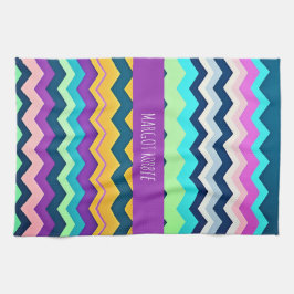 ジグザッギングパステルレインボーパターン キッチンタオル