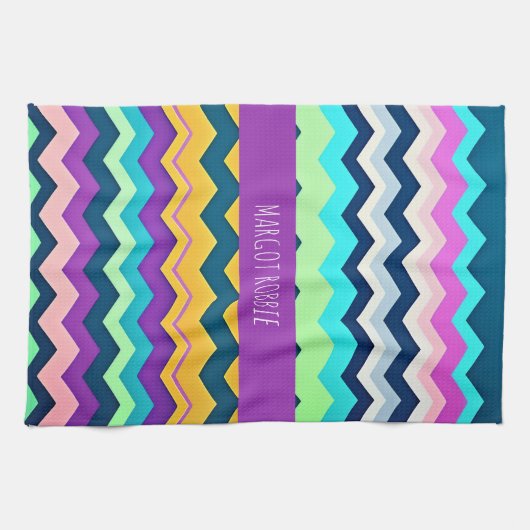 ジグザッギングパステルレインボーパターン キッチンタオル (横)