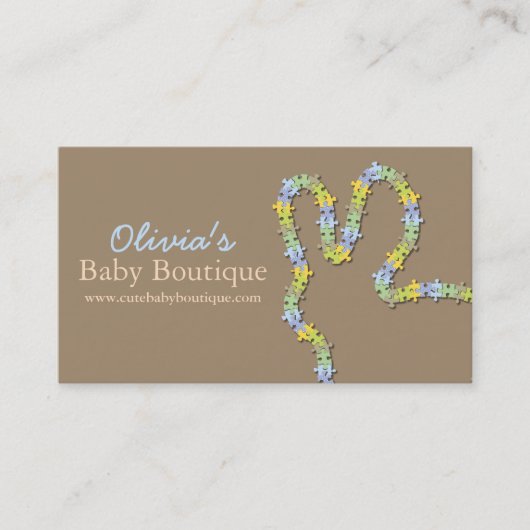 ジグソーお洒落パズルパステルブルーベビーバニー 名刺 (正面)