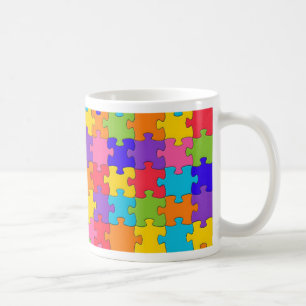 ジグソーカラフルパズルパターン コーヒーマグカップ