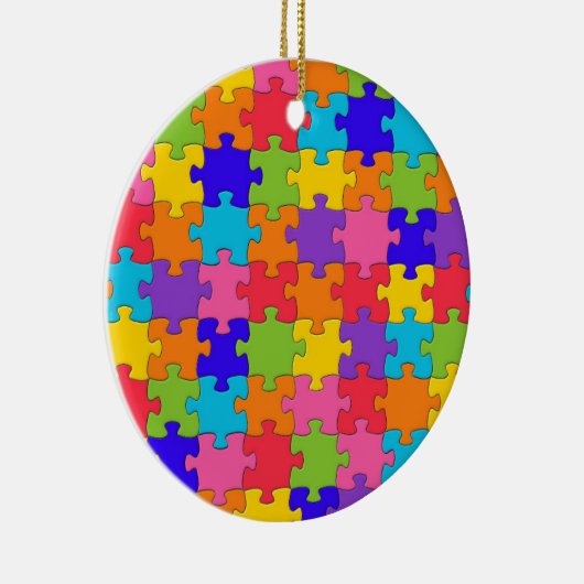 ジグソーカラフルパズルピースハッピーパズル セラミックオーナメント (右)