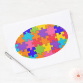 ジグソーカラフルパズルピースハッピーパズル 楕円形シール (封筒)