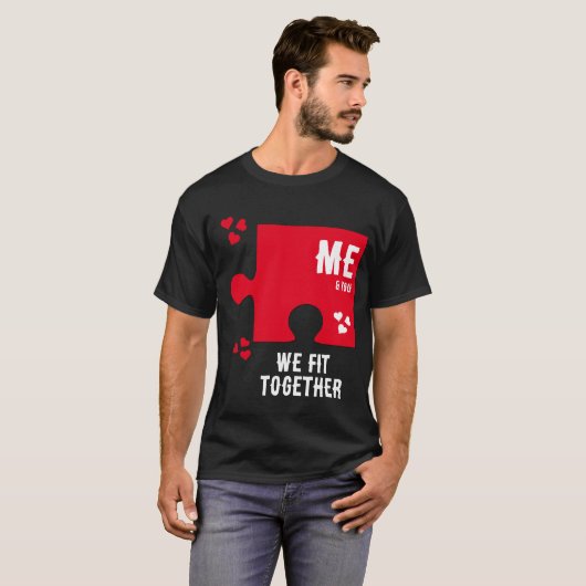 ジグソーハート WE FIT TOGETHER カップル バレンタイン Tシャツ (正面フル)