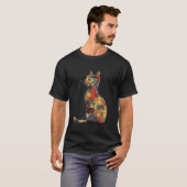 ジグソーパズルの猫アート Tシャツ (正面フル)