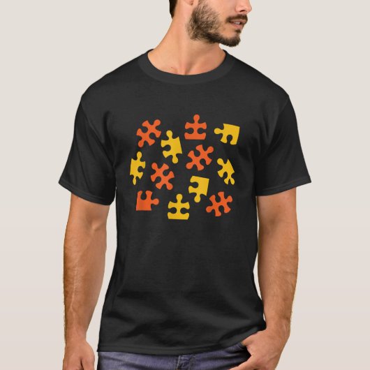 ジグソーパズルパズルゲーム恋人パズルTシャツ Tシャツ (正面)