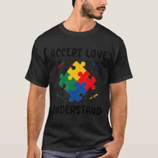ジグソーパズルピース 自閉症 サポート アウェアネス Tシャツ