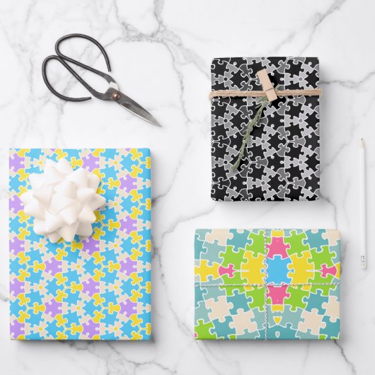 ジグソーパズル包装紙セット3 ラッピングペーパーシート (正面)