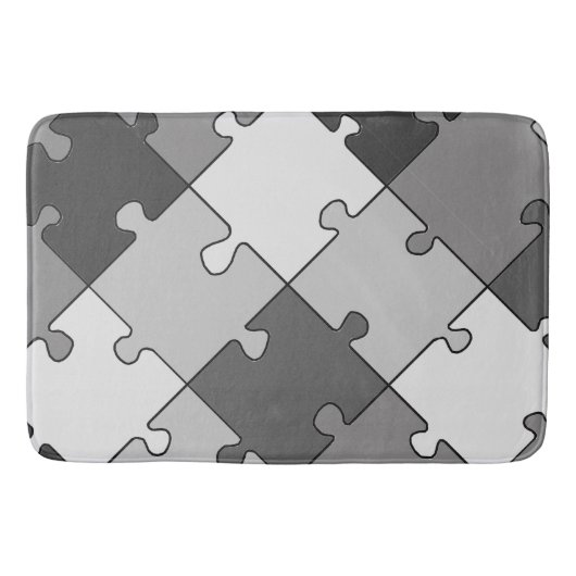 ジグソーパズル対角グラフィカルグレートーン バスマット (正面)