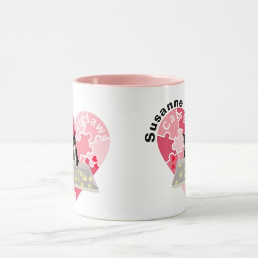 ジグソーパズル愛好家と猫好き マグカップ (中央)