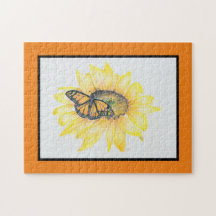 ジグソーパズル（昆虫）オオカバマダラ、モナークオンサンフラワー