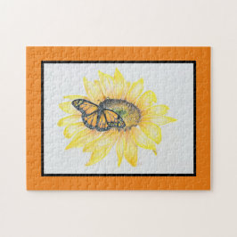 ジグソーパズル（昆虫）オオカバマダラ、モナークオンサンフラワー ジグソーパズル