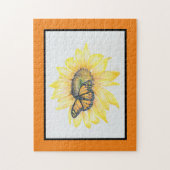 ジグソーパズル（昆虫）オオカバマダラ、モナークオンサンフラワー ジグソーパズル (縦)