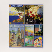 ジグソーパズル- 7ヴィンテージ旅行ポスターコラージュ ジグソーパズル (縦)