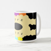 ジグソーパターンアート黒に混色 コーヒーマグカップ (正面右)