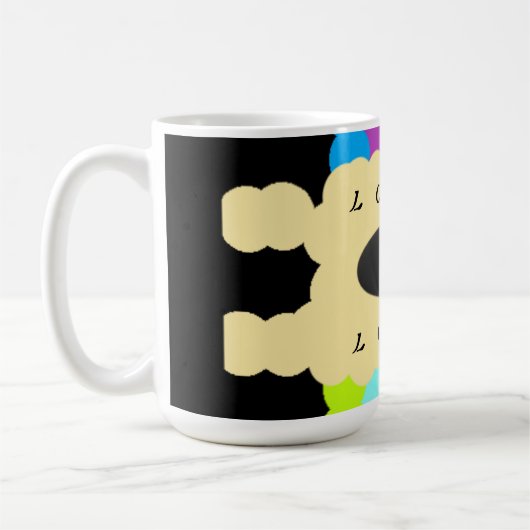 ジグソーパターンアート黒に混色 コーヒーマグカップ (左)