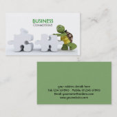 ジグソーピースの名刺を持つ亀 名刺 (正面/裏面)