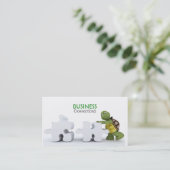 ジグソーピースの名刺を持つ亀 名刺 (スタンド正面)