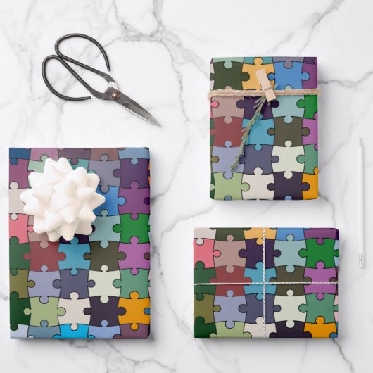 ジグソーラッピング紙フラットシートセット3 ラッピングペーパーシート (正面)
