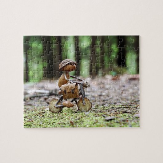 ジグソー小妖精や小人を作業するバイク上のアコーンパズル ジグソーパズル (横)