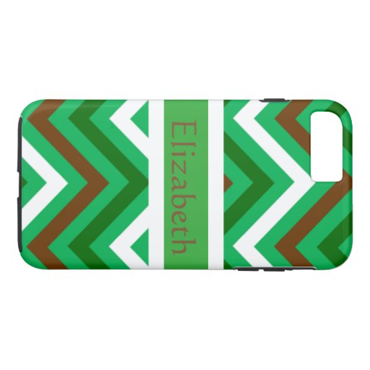 ジグパーソナライズされたザグチャブロン模様(緑と白) Case-Mate iPhoneケース (裏面(横))