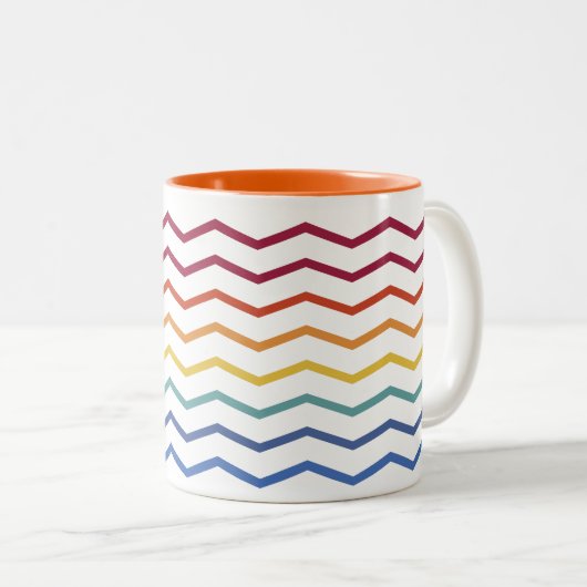 ジグモダングカラフルザグパターン2トーンコーヒーマグ ツートーンマグカップ (正面右)