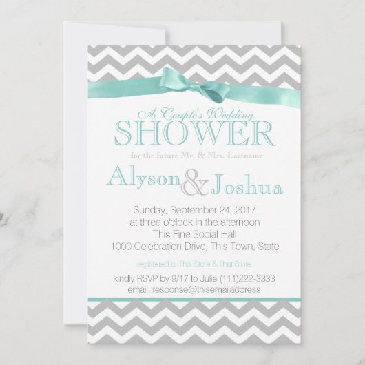 ジグモダンザグアクアウェディングシャワー 招待状 (正面)