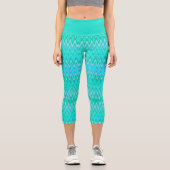 ジグモダンザグパターン – 波ターコイズ カプリレギンス (正面)