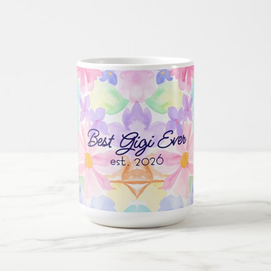 ジジの母の日 水彩花デザイン コーヒーマグカップ (中央)