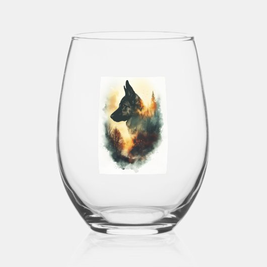 ジストリー・ガイドとしてのドイツの羊飼い ステムなしワイングラス (正面)