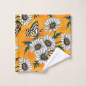 ジゼベルの蝶とデイジーの花 バスタオルセット (ウォッシュタオル)